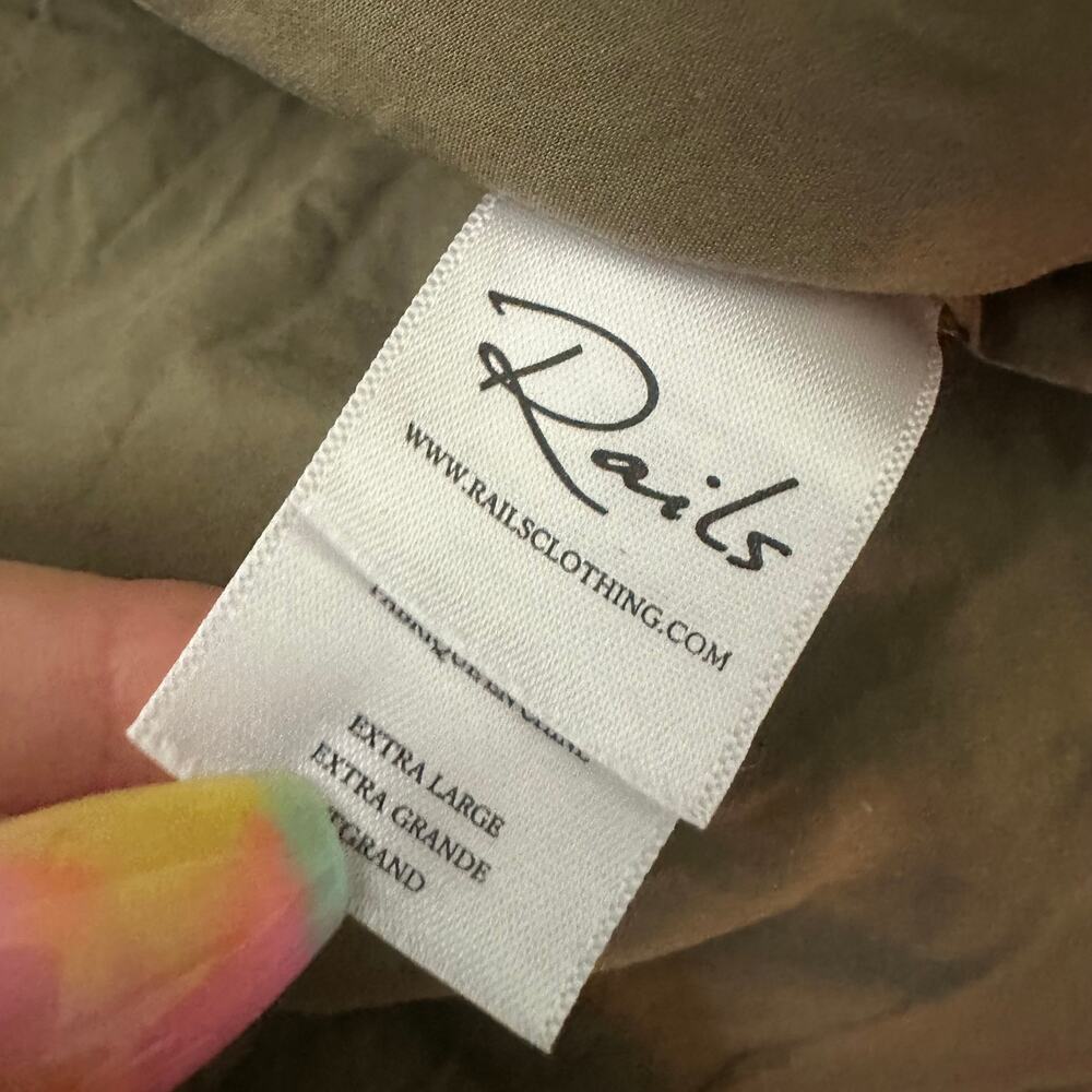 Rails Dress Womens XL Olive Green Avril Tiered Midi Strappy Boho Euro Summer - Picture 9 of 10